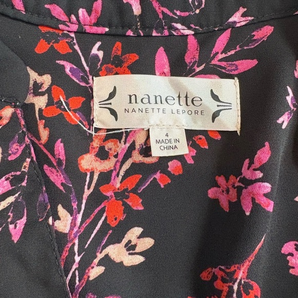Nanette Lepore Black Floral Chiffon Maxi Shirt‎ Dress Sz 4 Small 0380 - Picture 11 of 14
